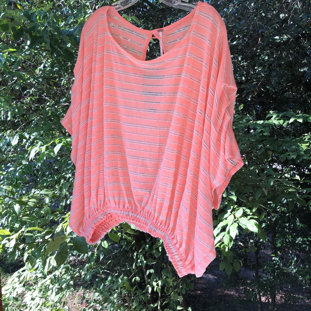 Free People Peach & White Off-shoulder Top - Picture 10 of 10